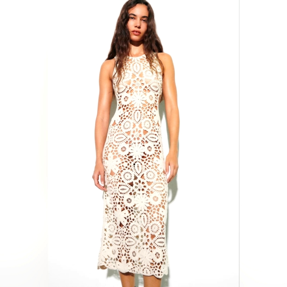 Zara Long Knit Dress with side cut outs size; Med